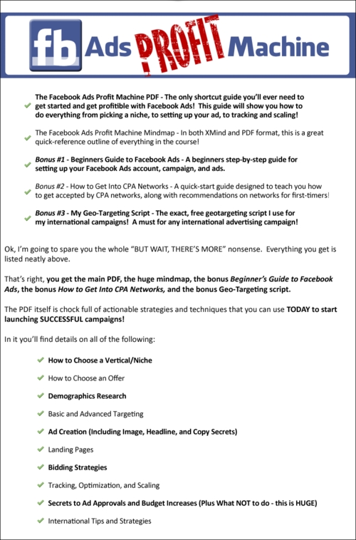 Product picture Facebook Ads Profit Machine - Facebook CPA Secret to Huge Profits